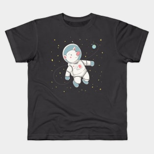 Lovely cute piggy fling with the space station Kids T-Shirt